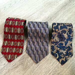 Bill Blass Black Label Set of 3 100% Silk Print Neck Ties